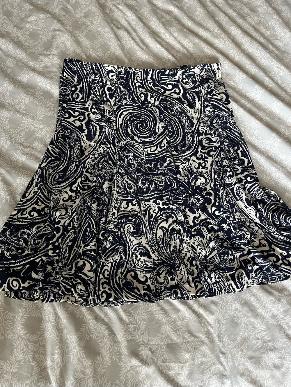 Chaps Navy and White Paisley Skater Skirt